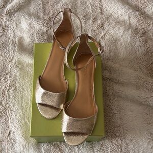 J Crew Gold Ankle-Strap Wedge Sandals - Women's